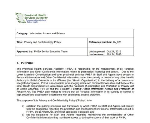Privacy and Confidentiality Policy